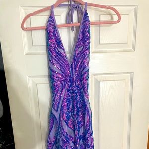 Purple Sequin Mini Dress